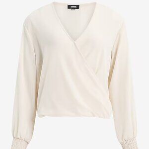 NEW! Express V-Neck Long Sleeve High Low Hem Surplice Top XL